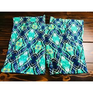 Just Be... Pants, Womens Size Medium, Green Blue, Pull On, Elastic Waist, Flared
